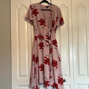 Alfani Floral Pink & Red Wrap Dress
